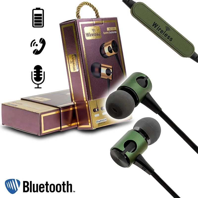 Ασύρματα Ακουστικά Bluetooth Sports Wireless Headset, AZ-25, σε πράσινο χρώμα