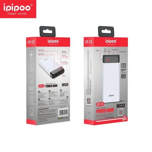 Ipipoo Power Bank LP-15 10000 mAh Με Δύο Θύρες USB - Μαύρο