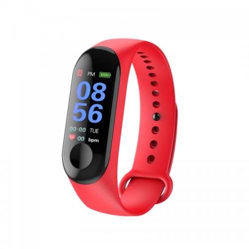 Έξυπνο Ρολόι Smart Bracelet Bluetooth Smartwatch Με Καταγραφή Βημάτων, Ύπνου + Καρδιακών Παλμών ΟΕΜ Μ3, σε κόκκινο χρώμα