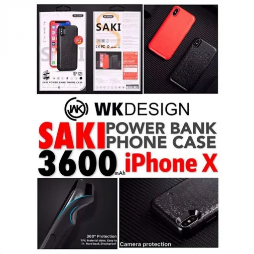 Θήκη-Power Bank Saki iPhone 7/8 Black (WP-029), σε κόκκινο χρώμα