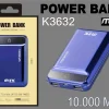 Power Bank mtk k3632 mini 10000mAh με 2 θύρες usb, σε μπλε χρώμα