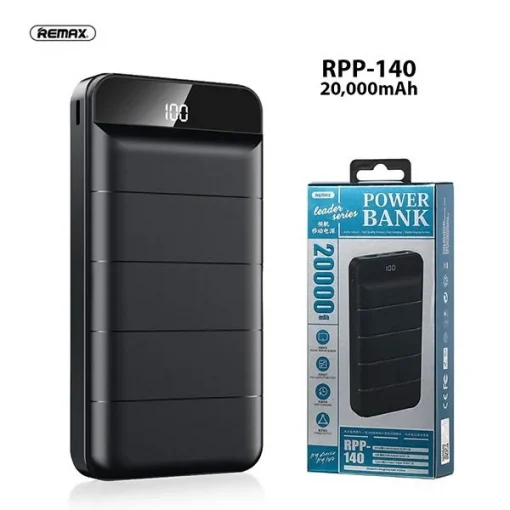 Remax RPP-140 Power Bank 20000mAh, σε μαύρο χρώμα