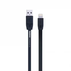 REMAX Καλώδιο Lighting USB/Data RC-001i Σιλικόνης Flat για iPhone 2m, σε μαύρο χρώμα