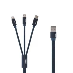 Remax RC-131th Καλώδιο USB σε Lightning / Type-C / micro USB, 1,15m, σε μπλε χρώμα