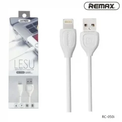 Remax Lesu RC-050i Καλώδιο Φόρτισης και μεταφοράς δεδομένων iPhone Lightning 1.0m, σε λευκό χρώμα