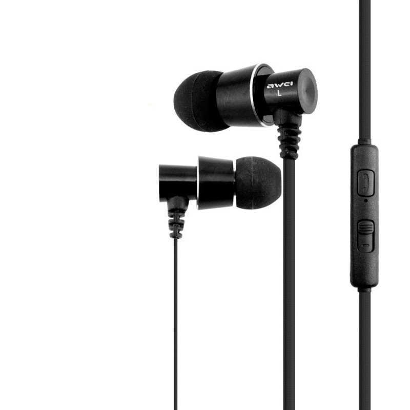Handsfree Ενσύρματα Ακουστικά Awei ES65hi, σε μαύρο χρώμα