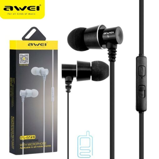 Handsfree Ενσύρματα Ακουστικά Awei ES65hi, σε μαύρο χρώμα