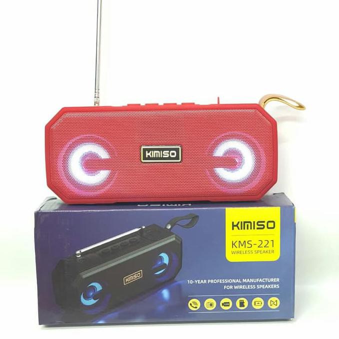 Kimiso KMS-221 φορητό ηχείο ,10W, Bluetooth 5.0,FM, Usb, MicroSd, 1200mAH, σε κόκκινο χρώμα