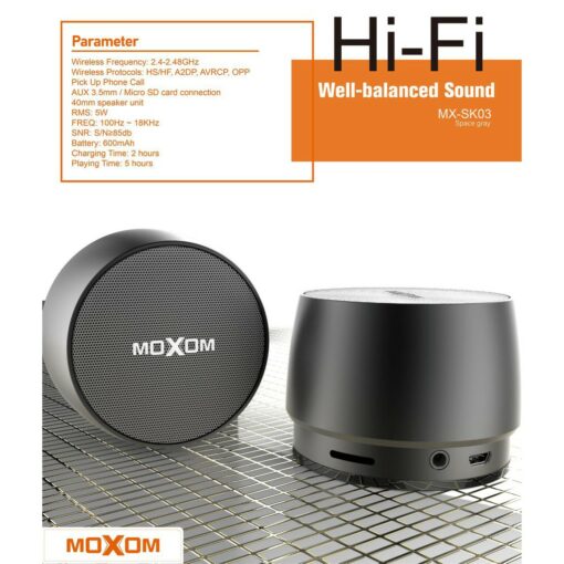 Φορητό Ηχείο Bluetooth Moxom MX-SK03, σε μαύρο χρώμα