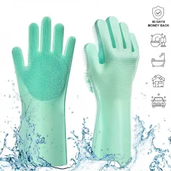 Γάντια Σιλικόνης για την Κουζίνα Πολλαπλών Χρήσεων MAGIC BRUSH, σε ανοιχτό πράσινο χρώμα