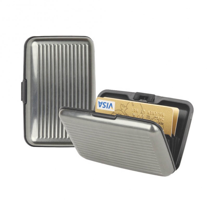 Πορτοφόλι Για Πιστωτικές Κάρτες Σκληρό, σε ασημί χρωμα