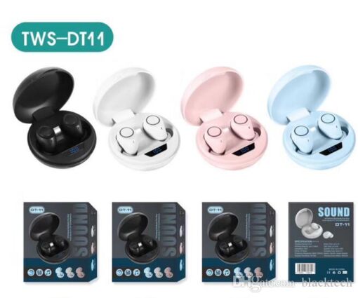 Ασύρματα ακουστικά Bluetooth 5.0 με θήκη φόρτισης DT-11, σε μαύρο χρώμα