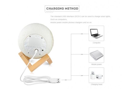 Ανάγλυφο Φωτιστικό Αφής 3D Φεγγάρι Moon Light LED Επαναφορτιζόμενο με 3 Αποχρώσεις