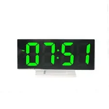 Επιτραπέζιο ρολόι καθρέπτης LED DS-3618L, σε μαύρο χρώμα με πράσινα γράμματα