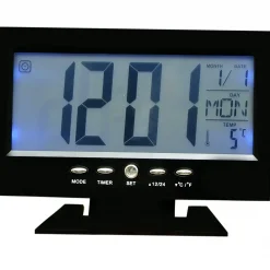 Ρολόι - Ξυπνητήρι με αισθητήρα ήχου, LCD οθόνη & ένδειξη θερμοκρασίας DS-8082, σε μαύρο χρώμα