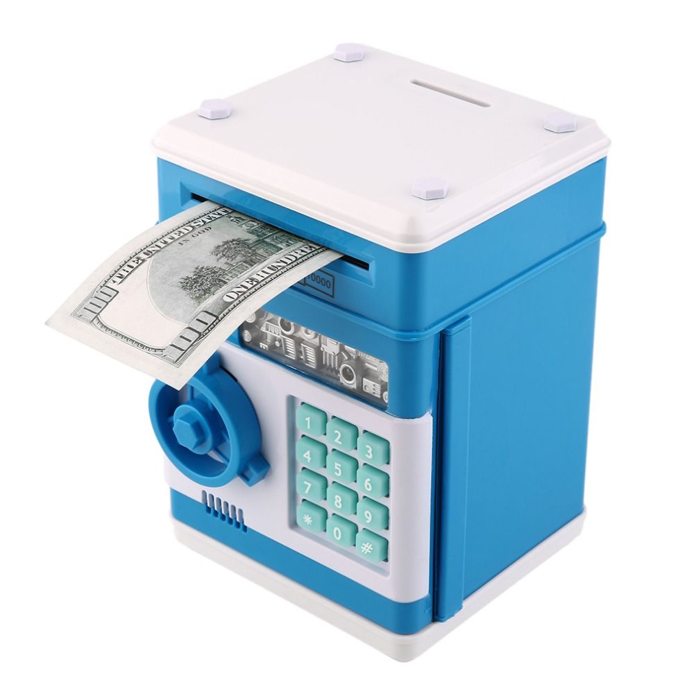 Ηλεκτρονικός Κουμπαράς Χρηματοκιβώτιο Με Κωδικό Ασφαλείας, σε γαλάζιο χρώμα