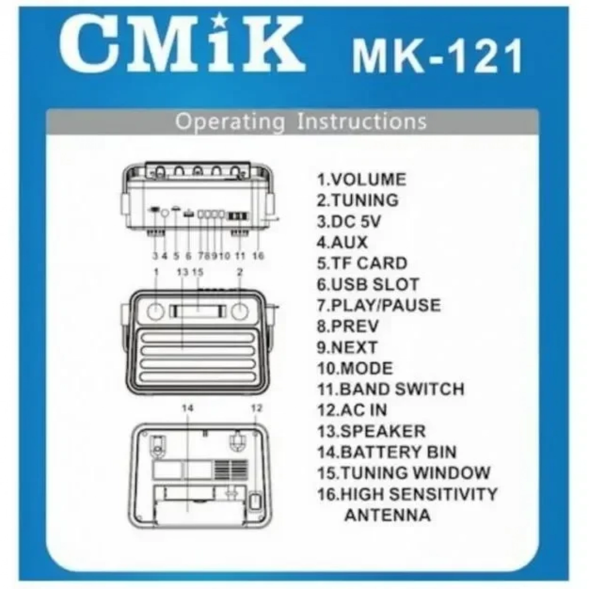 Ηχείο Bluetooth Meier M-182BT, σε μπλε χρώμα