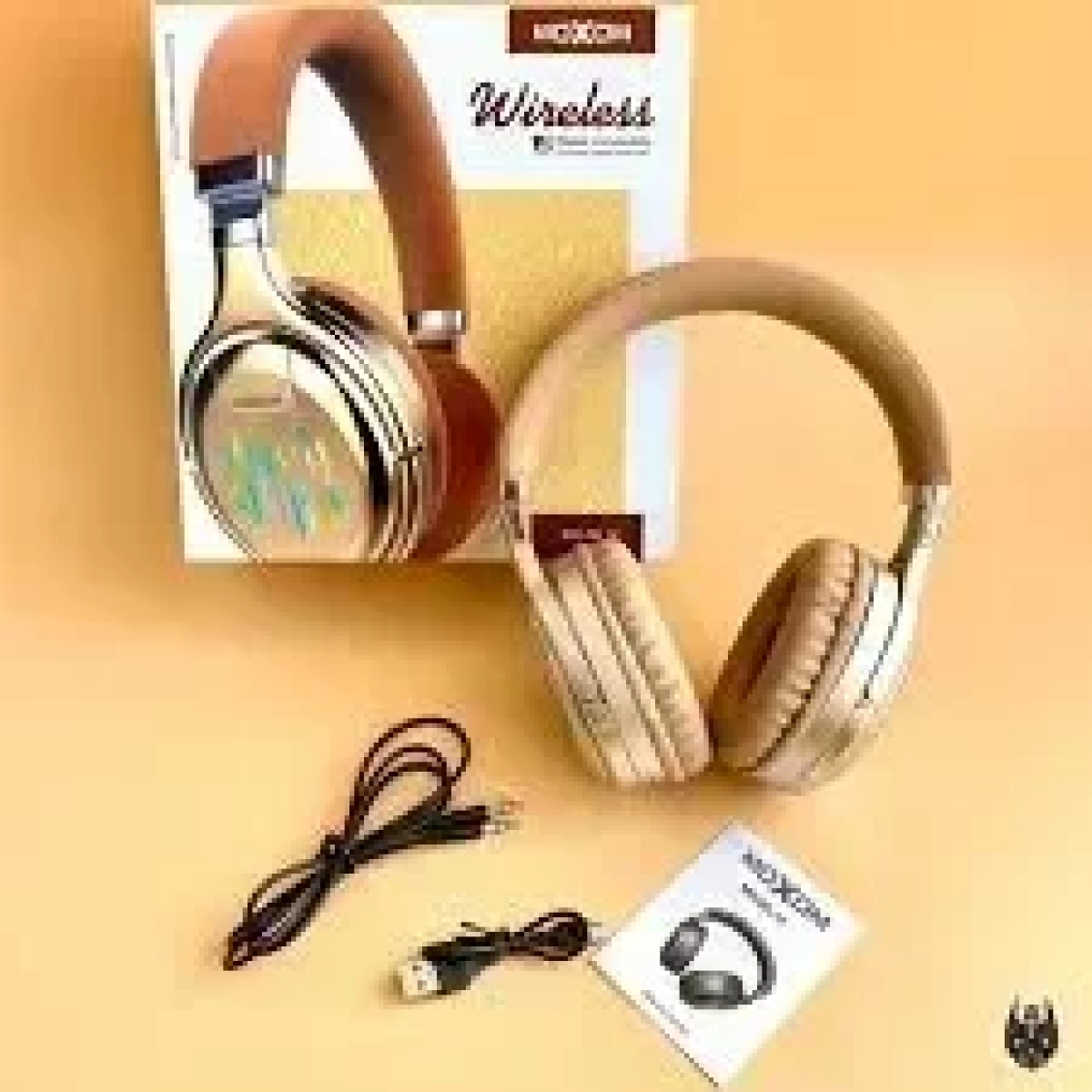Ασύρματα Ακουστικά Headset Bluetooth Moxom Neon Beat MX-WL14 σε καφέ χρώμα