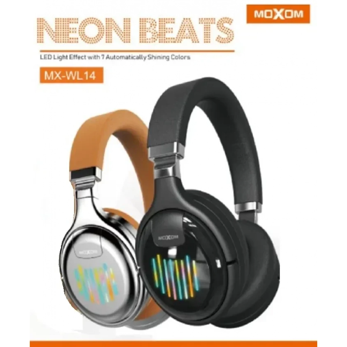 Ασύρματα Ακουστικά Headset Bluetooth Moxom Neon Beat MX-WL14 σε καφέ χρώμα