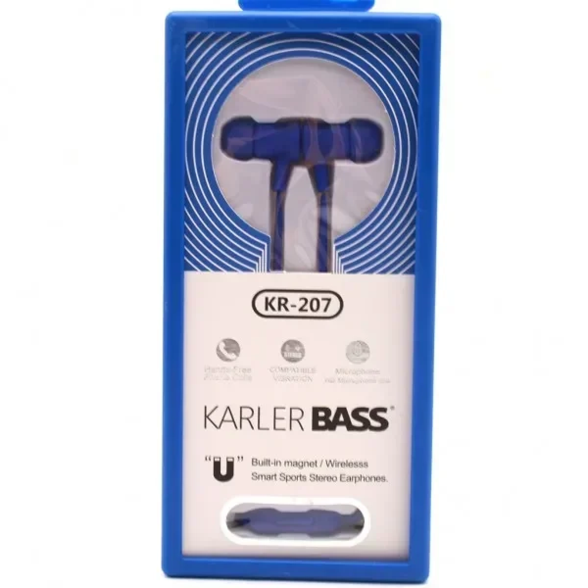 KR-207 Handsfree Μαγνητικά Ακουστικά Karler Μπάσο Με Μικρόφωνο (3.5mm) (Μπλε) (OEM)
