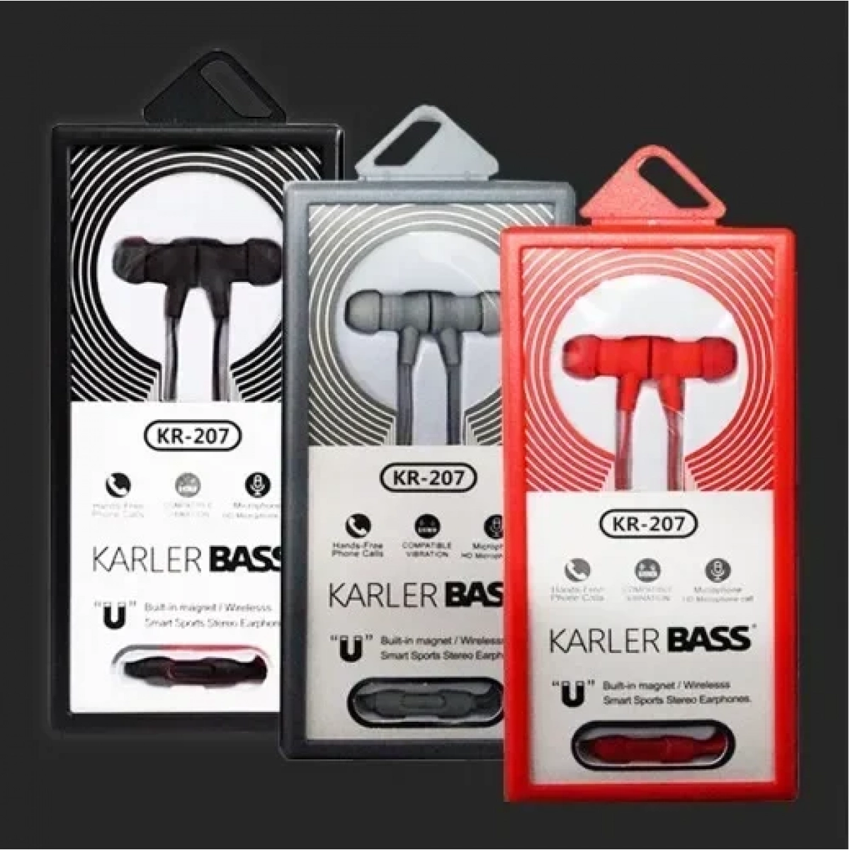 KR-207 Handsfree Μαγνητικά Ακουστικά Karler Μπάσο Με Μικρόφωνο (3.5mm) (Κόκκινο) (OEM)