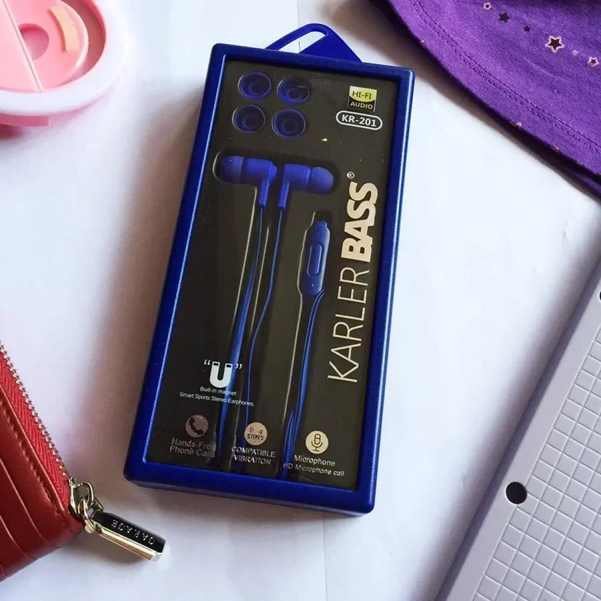 Ενσύρματα ακουστικά Karler Bass KR-201 Smart Sports Magnet σε μπλε χρώμα