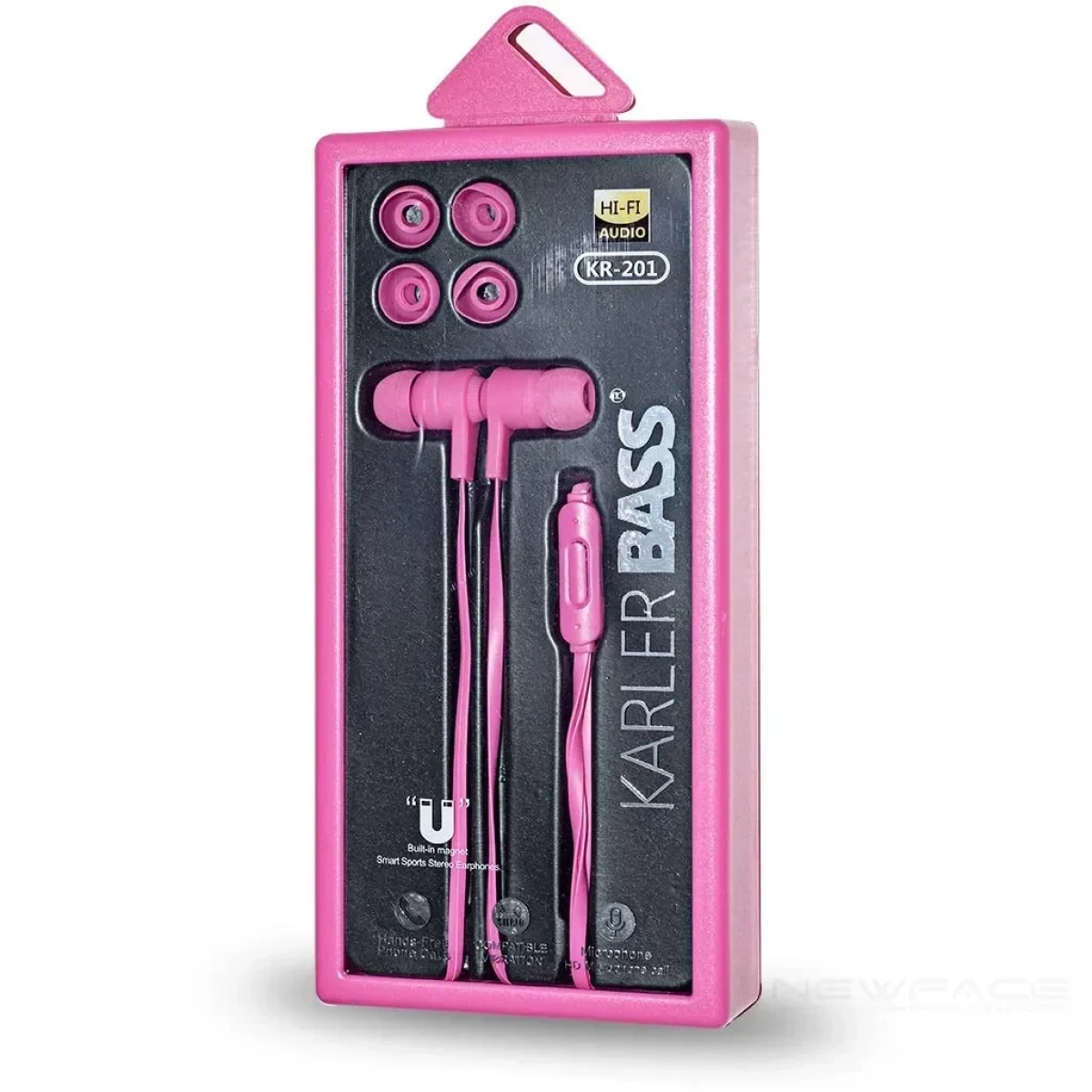 Ενσύρματα ακουστικά Karler Bass KR-201 Smart Sports Magnet σε ροζ χρώμα