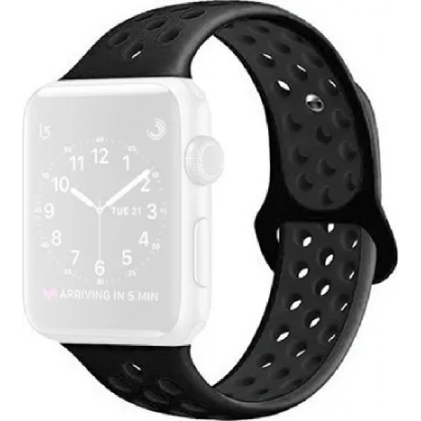 Λουράκι Σιλικόνης Bikson WA-0010DB για apple watch σε μαύρο χρώμα