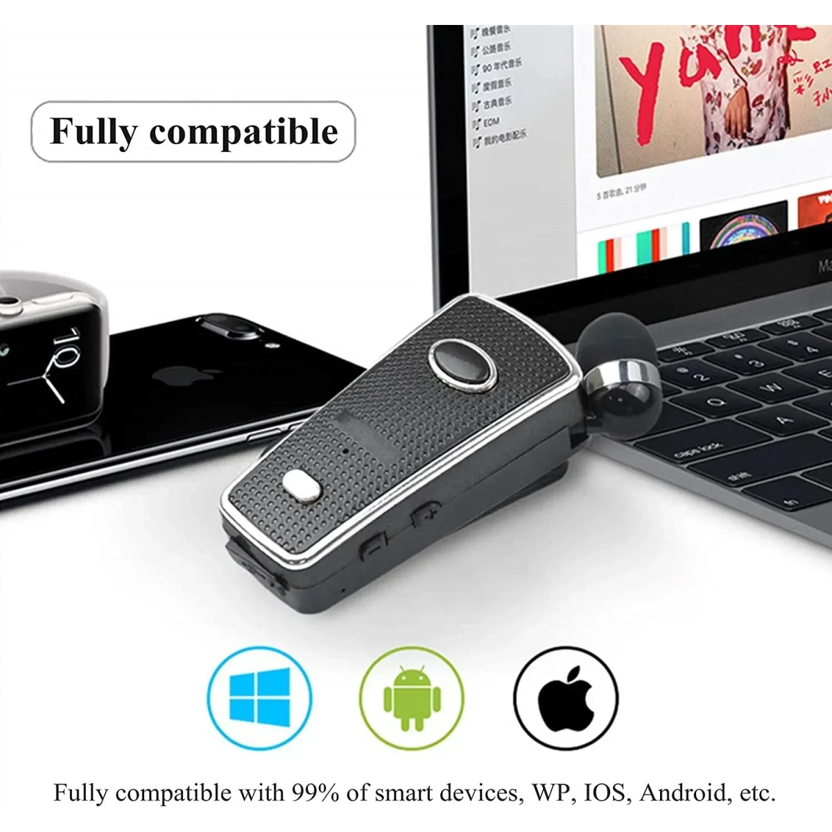 Ακουστικό Bluetoοth HandsFree AKZ-Q2 mini headset, σε μαύρο χρώμα