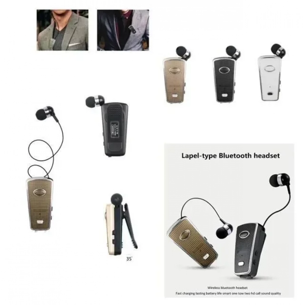 Ακουστικό Bluetoοth HandsFree AKZ-Q2 mini headset, σε χρυσό χρώμα