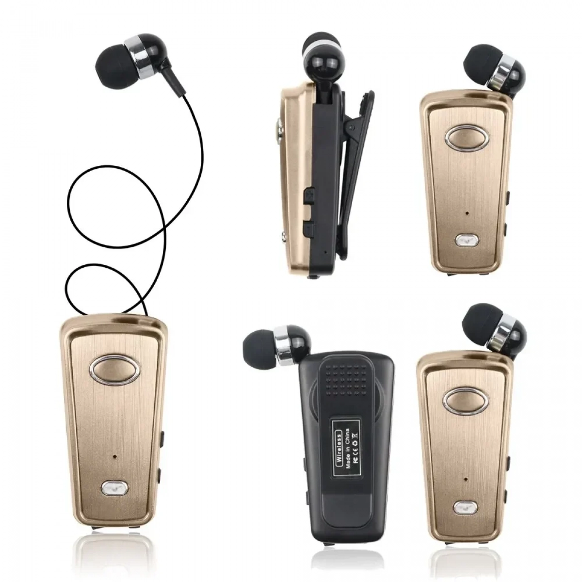 HandsFree Bluetoοth Ακουστικό AKZ-Q1, σε χρυσό χρώμα