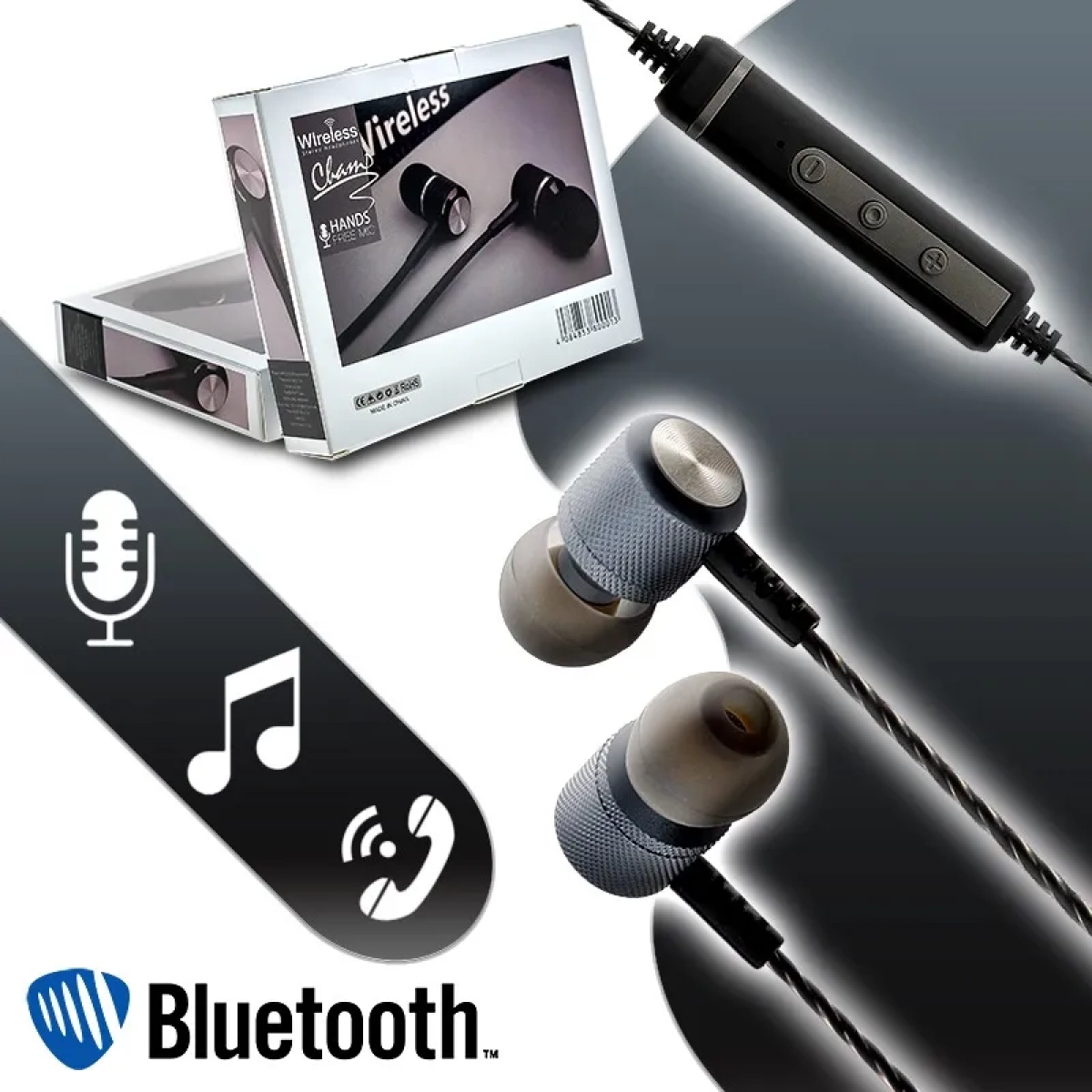 Ακουστικά Magnetic Bluetoοth Headset AZ-26, σε γκρι χρώμα