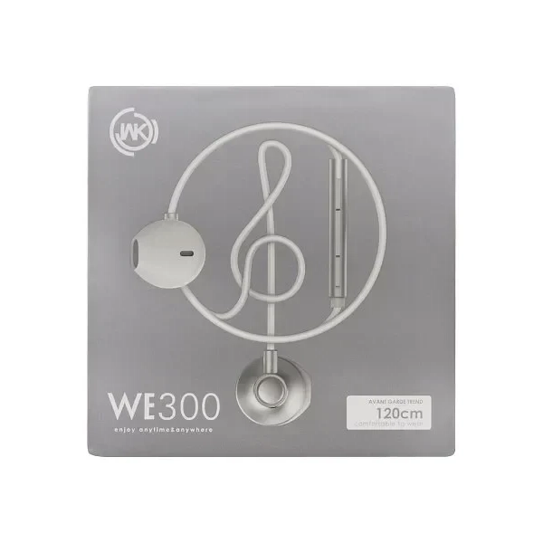 Ακουστικά Hands Free WK WE-300, σε ασημί χρώμα