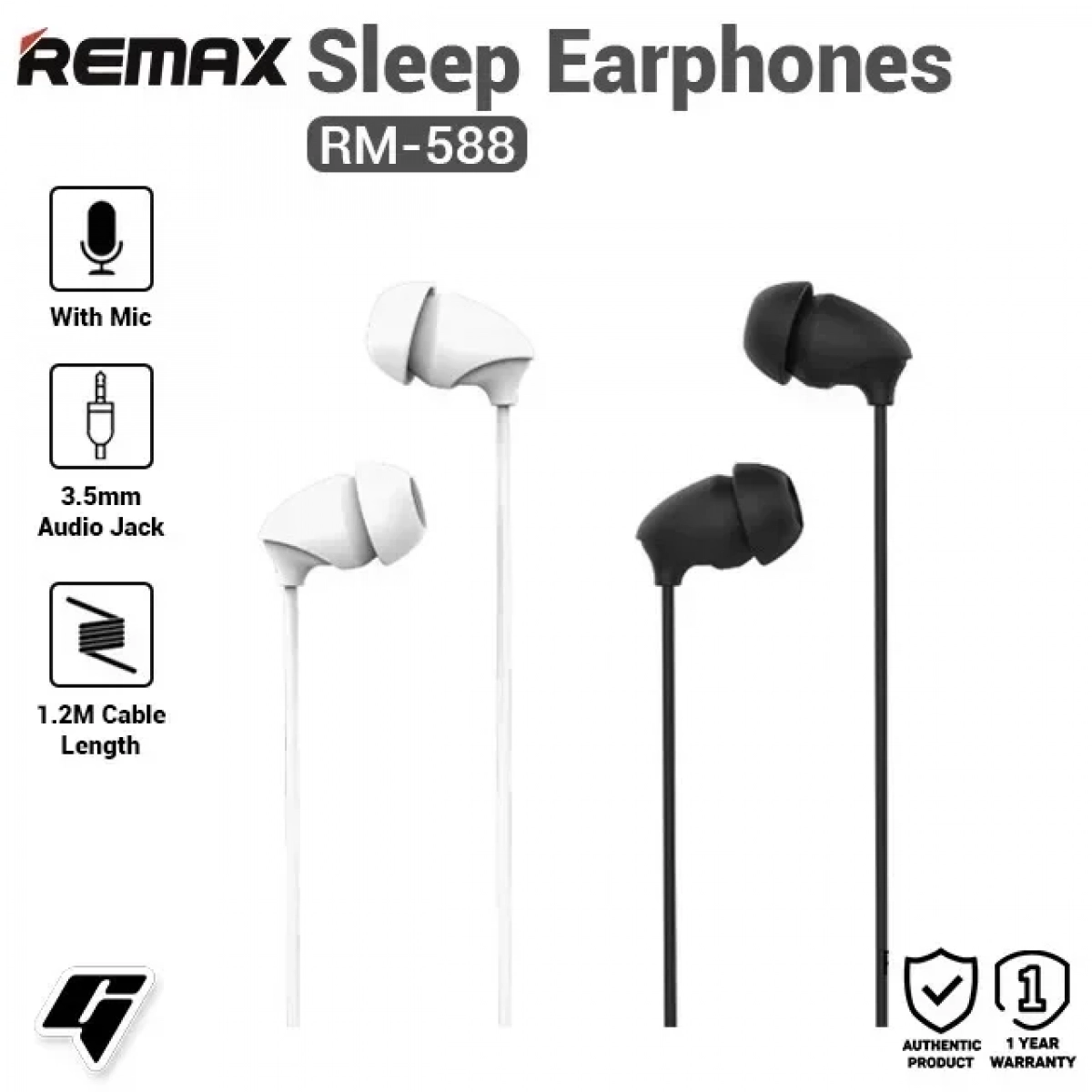 Ακουστικά Remax Sleep In-ear Headphone RM-588, σε μαύρο χρώμα