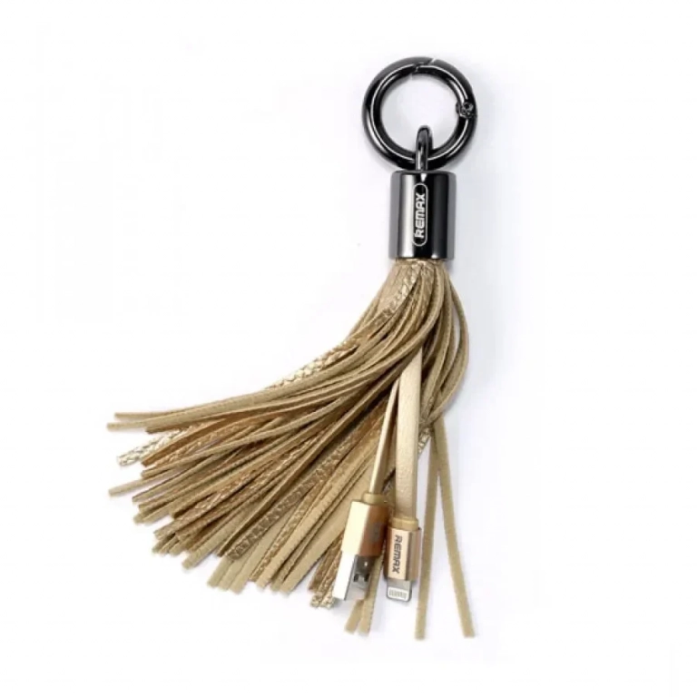 Μπρελόκ και Καλώδιο Φόρτισης Lightning Remax RC-053i Tassels Ring, σε χρυσό χρώμα