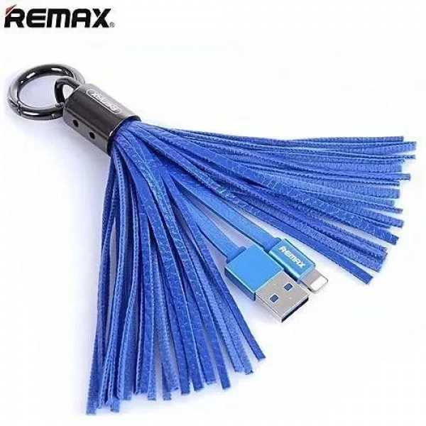 Μπρελόκ και Καλώδιο Φόρτισης Lightning Remax RC-053i Tassels Ring, σε μπλε χρώμα