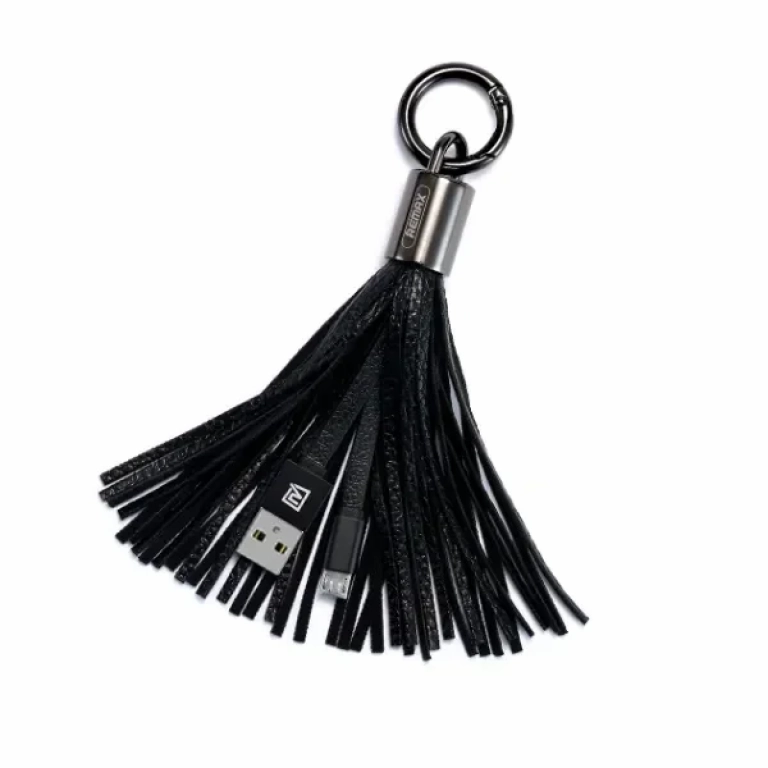 Μπρελόκ και Καλώδιο Φόρτισης Micro Usb Remax RC-053m Tassels Ring, σε μαύρο χρώμα