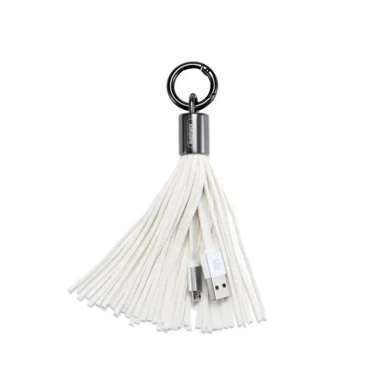 Μπρελόκ και Καλώδιο Φόρτισης Micro Usb Remax RC-053m Tassels Ring, σε λευκό χρώμα