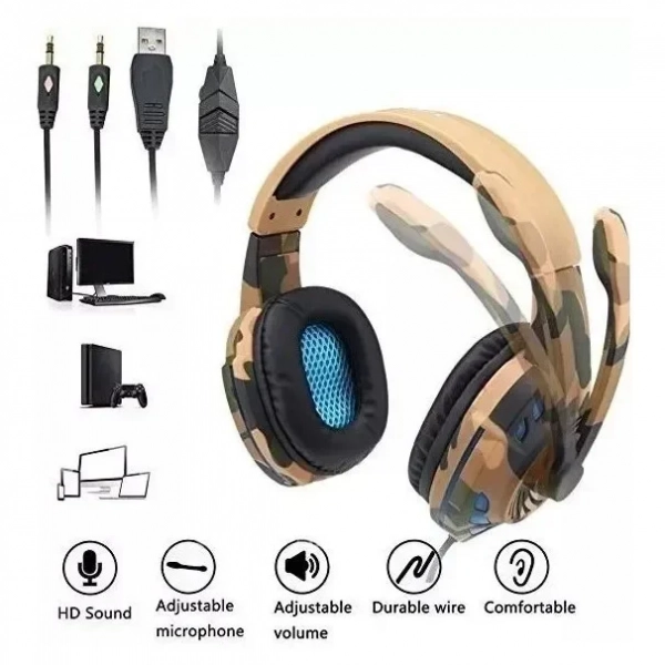 Στερεοφωνικά Ακουστικά Gaming KOMC G306, παραλλαγή σε μπεζ χρώμα