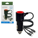 Φορτιστής Αυτοκινήτου JacBorn 3 in 1 Type-C/ Lightning/ Micro USB 3.6A Black/Red