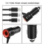 Φορτιστής Αυτοκινήτου JacBorn 3 in 1 Type-C/ Lightning/ Micro USB 3.6A Black/Red - Image 3