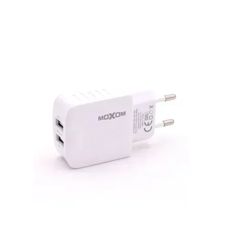 Φορτιστής ταξιδίου MOXOM Fast Charge KH-47 Dual Usb Port Auto ID, 5V, 2.4A σε λευκό χρώμα