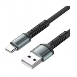 LDNIO Ενισχυμένο καλώδιο USB 2.0 σε Type-C Fast Charging 2.4A, Sync, 1m, σε μαύρο χρώμα