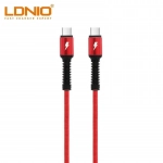 Καλώδιο δεδομένων LDNIO LC92, Type-C - σε κόκκινο χρώμα, 2.0m
