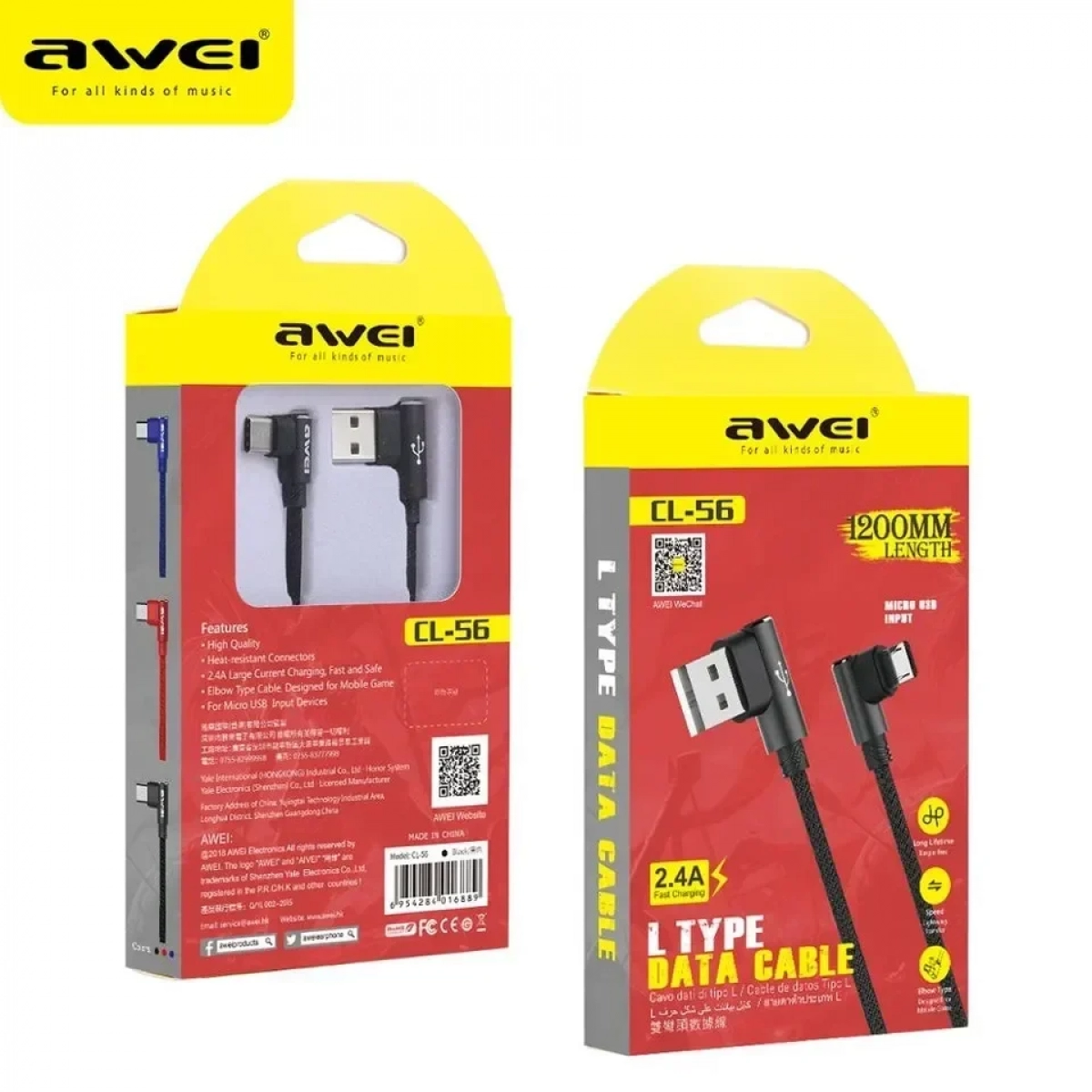 Καλώδιο δεδομένων USB Awei CL-56 1.2m (μαύρο)