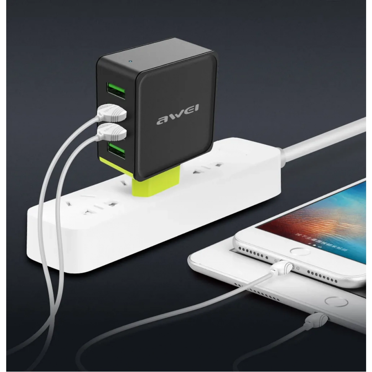 Φορτιστής Ρεύματος Awei 4A με 4 Θύρες USB fast charger C-842