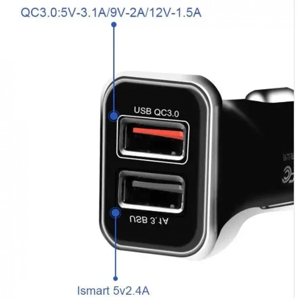 Φορτιστής αυτοκινήτου WK WP-C19 Dual USB 3.1A & QC3.0 σε μαύρο χρώμα