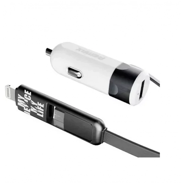 Φορτιστής Αυτοκινήτου Remax RCC-102 3.4A με Καλώδιο microUSB / Lightning - Ασημί