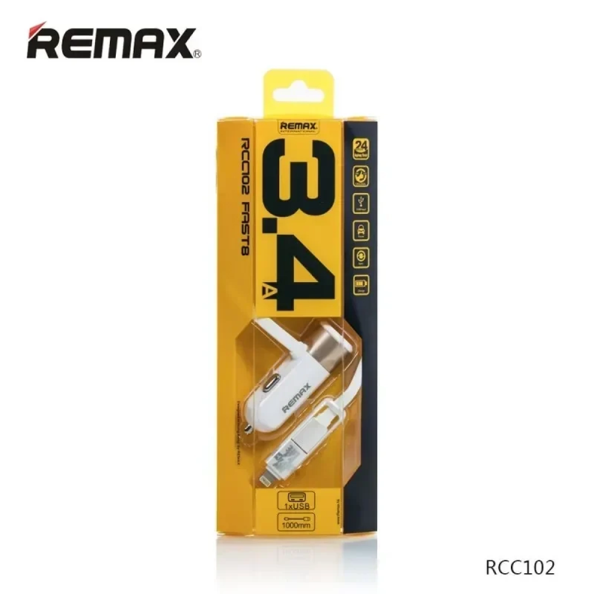 Φορτιστής Αυτοκινήτου Remax RCC-102 3.4A με Καλώδιο microUSB / Lightning - Χρυσό