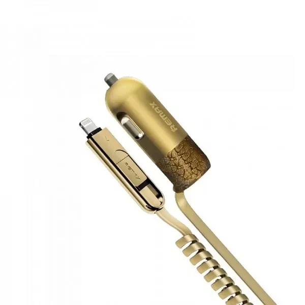 Φορτιστής Αυτοκινήτου Remax Finchy RCC103 με καλώδιο microUSB / Lightning (Χρυσό)